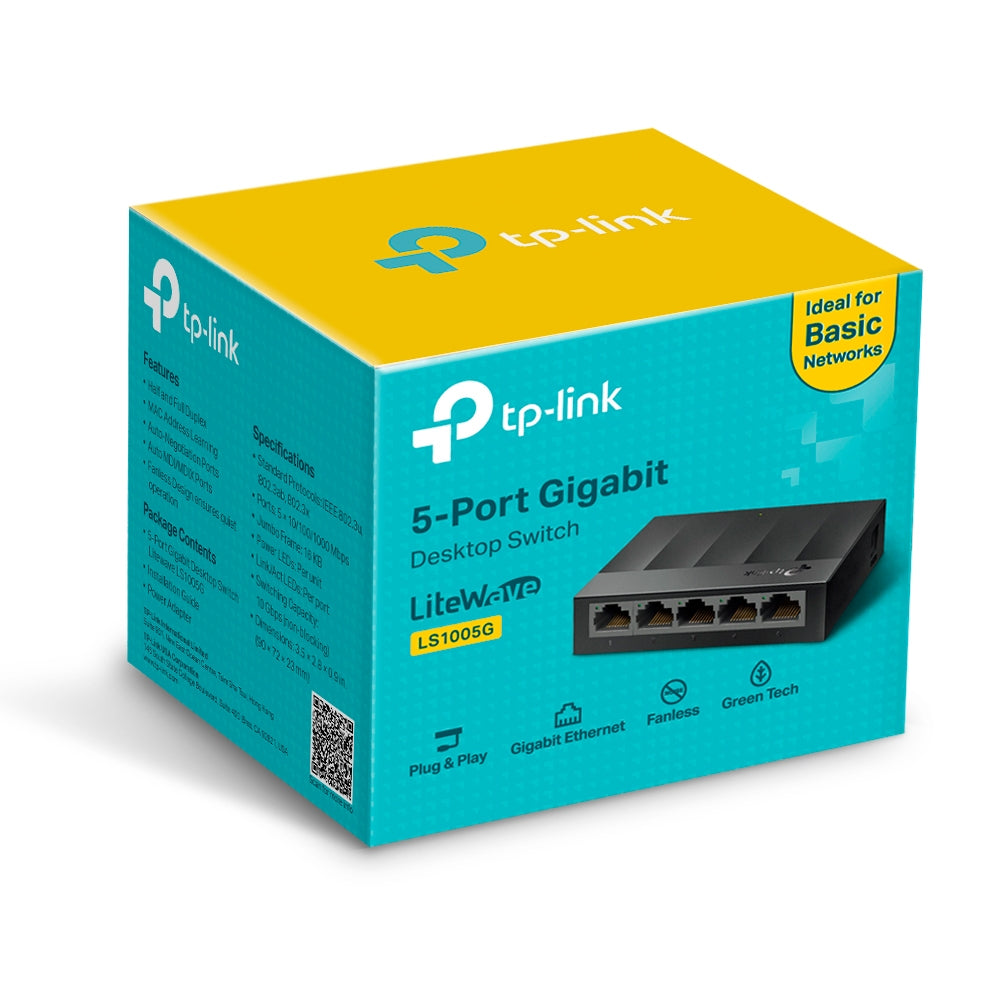 TP-Link LS1005G 5-Port Gigabit Ethernet Unmanaged Desktop Network Switch