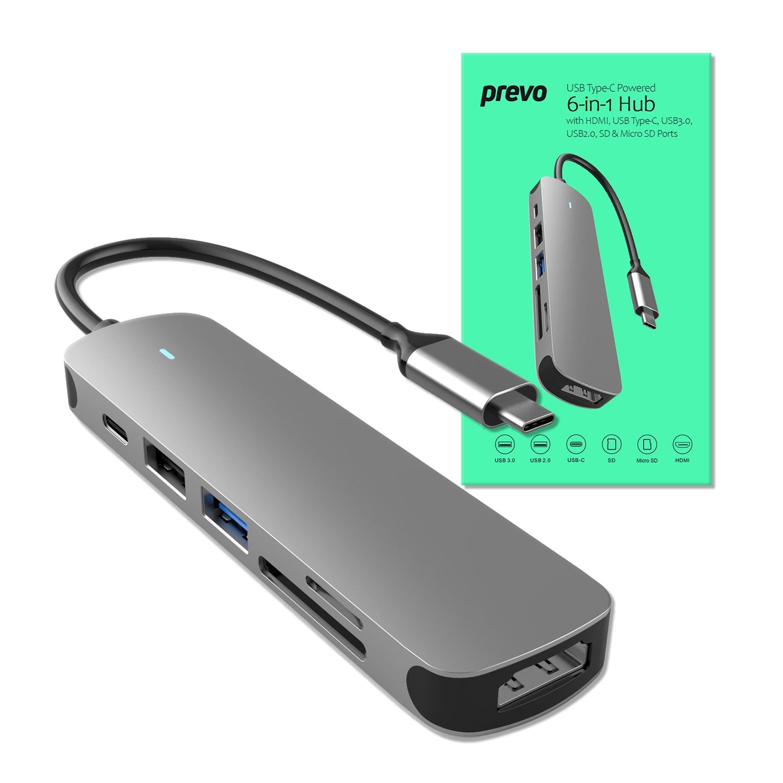 Prevo C605A 6 in 1 USB Type-C Docking Hub