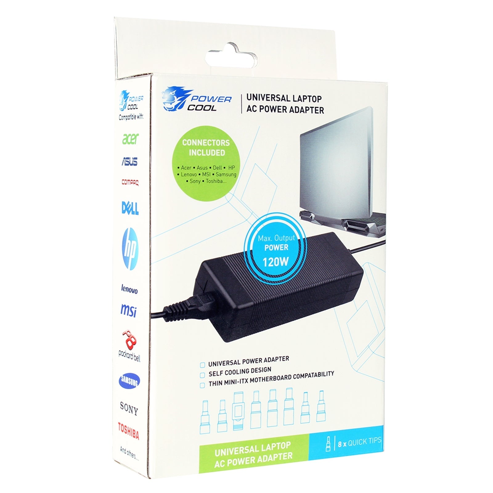 Powercool 120W 19.5v Universal Laptop AC Charger