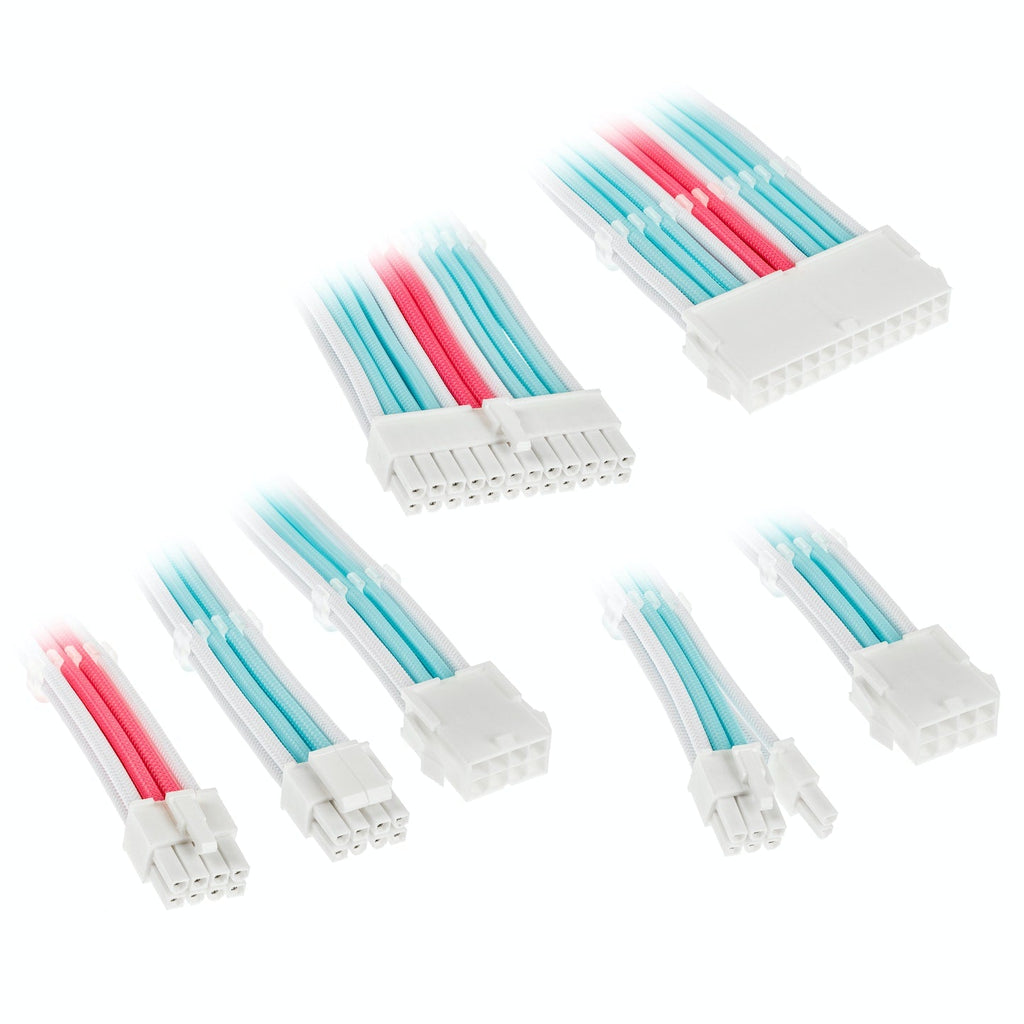 Kolink Core Adept Braided Cable Extension Kit Brilliant White/Neon Blue/Pure Pink